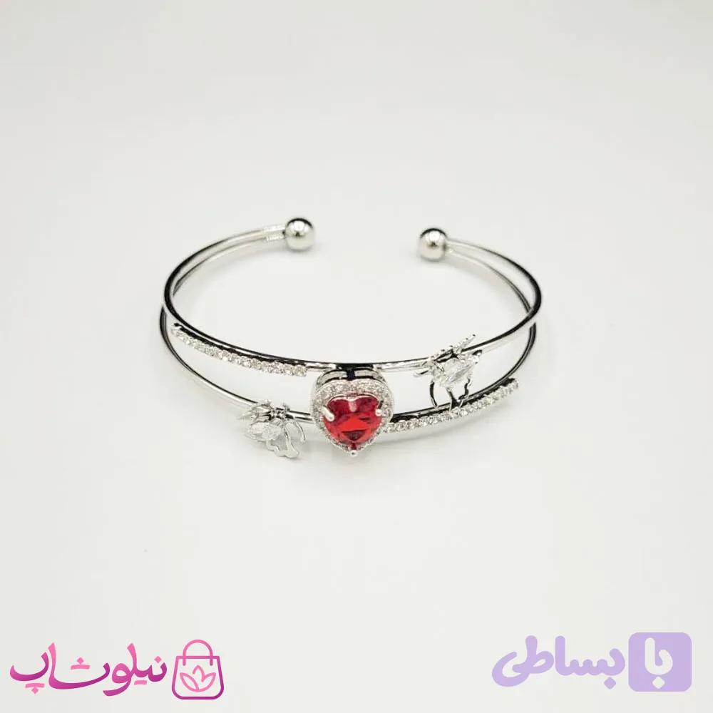 بنگل زنانه دولاین فری سایز مدل قلب سرخ کد 333