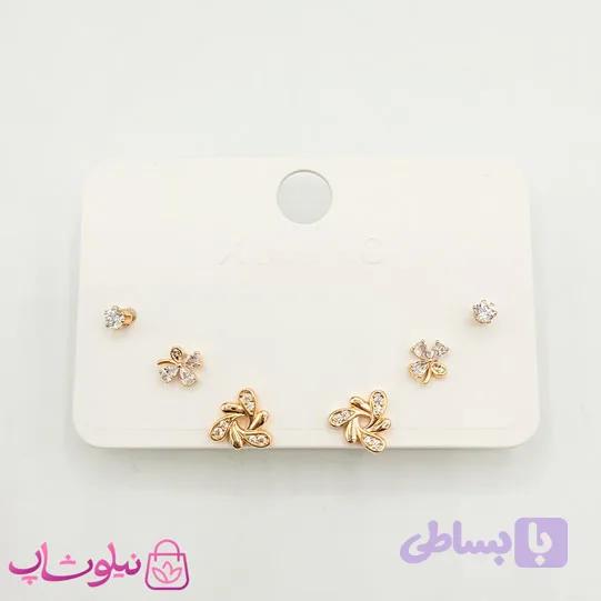 پک گوشواره دخترانه ژوپینگ مینیمال و نگیندار کد 2391 — تصویر 1