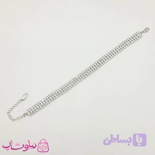 دستبند زنانه ysx طرح تنیسی سه لاین نقره ای کد 196 — تصویر 1