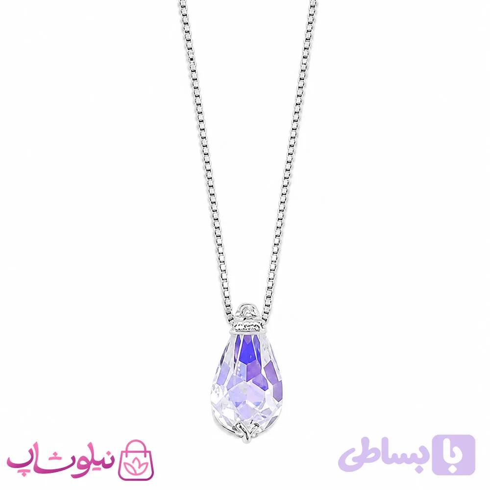 گردنبند نقره سواروسکی دخترانه ظریف مدل اشک وزن 1/900 گرم کد 1900 — تصویر 1