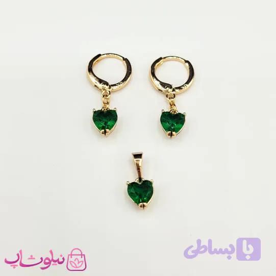 نیم ست زنانه ظریف ژوپینگ مدل قلب سبز کد 3291 — تصویر 1