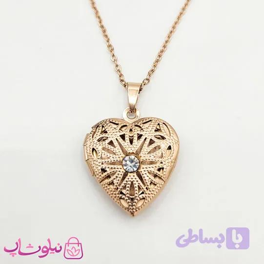 گردنبند دخترانه طرح قلب بازشو رزگلد — تصویر 1