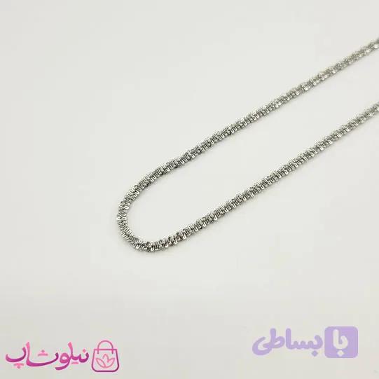 زنجیر گردنبند زنانه مدل خاویاری استیل نقره ای کد 1391 — تصویر 1