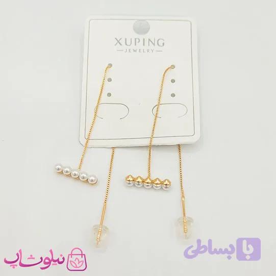 گوشواره بخیه ای ژوپینگ مدل مرواریدی کد 1191