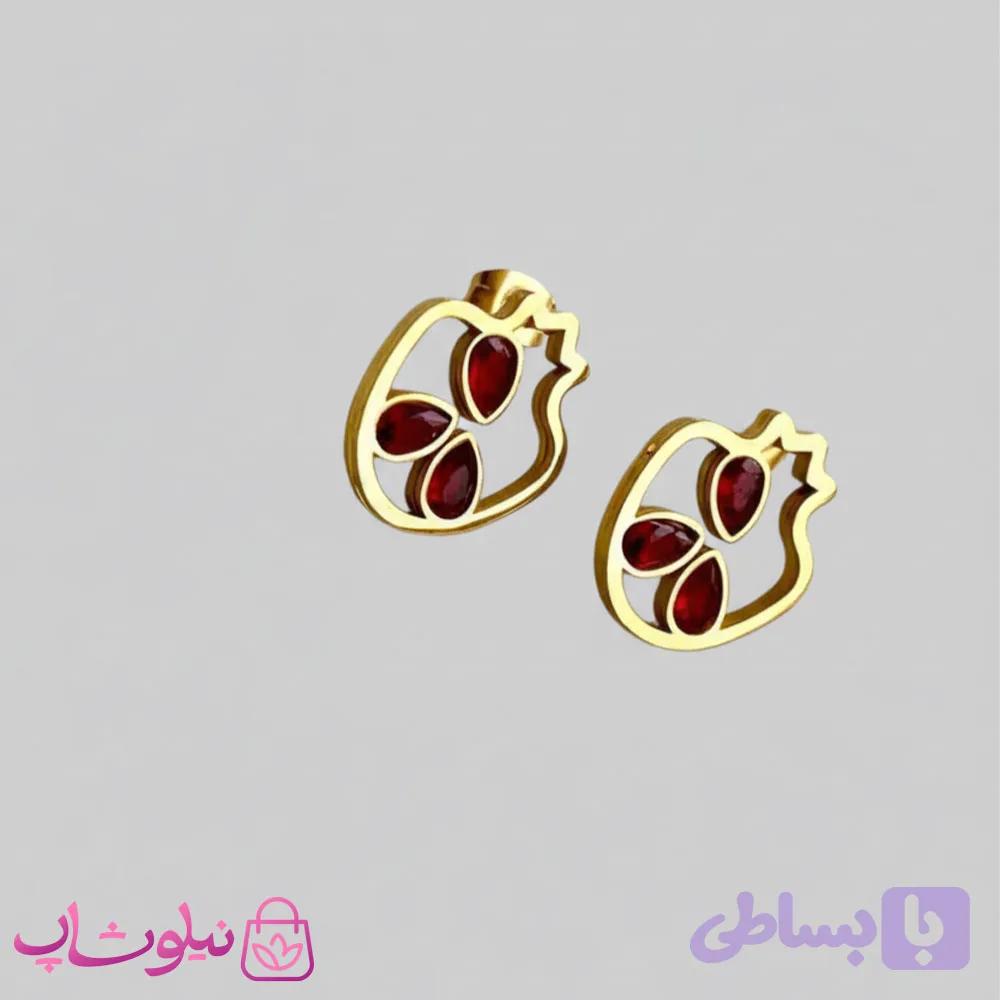 گوشواره میخی زنانه طرح انار شب یلدا کد 1791