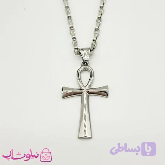 گردنبند صلیب نقره ای استیل کد 799