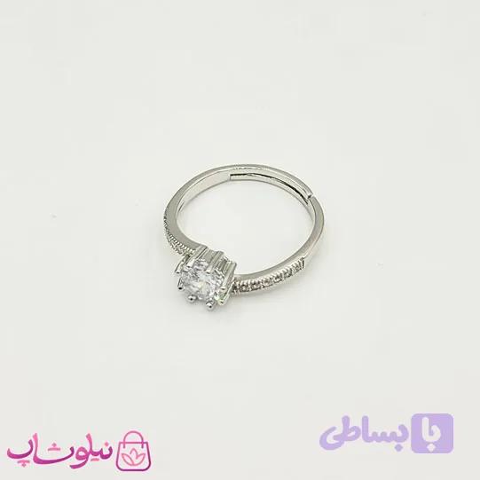 انگشتر دخترانه تک نگین سفید