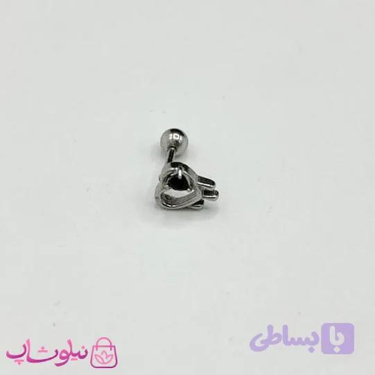 پیرسینگ گوش طرح قلب مشکی داخل قلب توخالی کد 100
