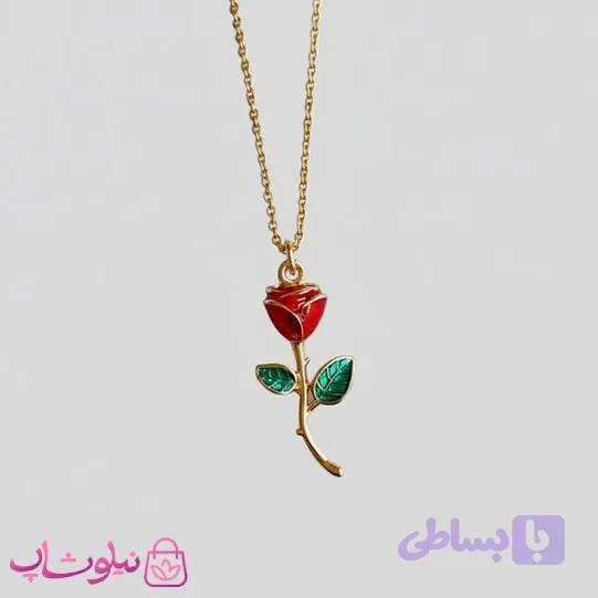آویز ساعت زنانه ysx طرح گل رز قرمز کد 2891