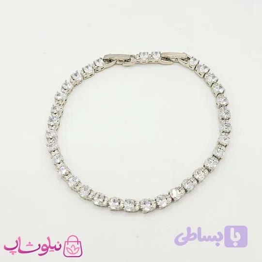 دستبند زنانه ژوپینگ مدل تنیسی سیلور کد 223 — تصویر 1