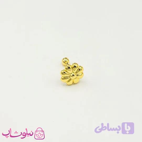 پیرسینگ گوش طرح گل طلایی کد 691