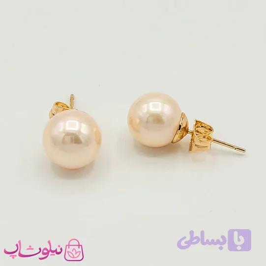 گوشواره میخی ژوپینگ مدل مروارید گلبهی کد 791-1 — تصویر 1