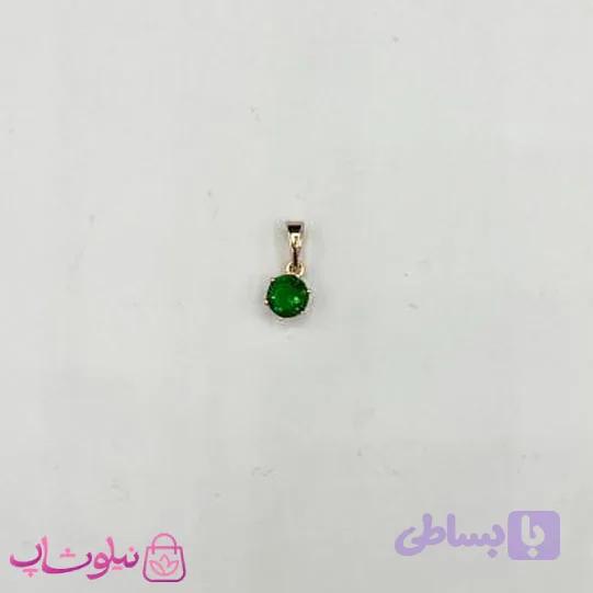 آویز گردنبند زنانه ژوپینگ طرح تک نگین سبز ظریف قطر 6 میل کد 120