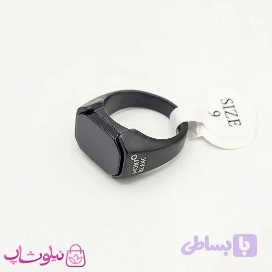 انگشتر مردانه مون بلان استیل مشکی نگین مستطیل کد 330 — تصویر 1