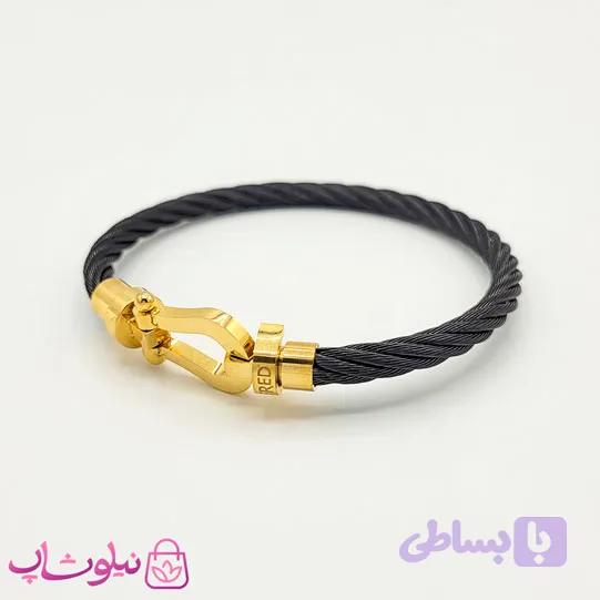 دستبند مردانه فرد Fred مشکی طلایی — تصویر 1