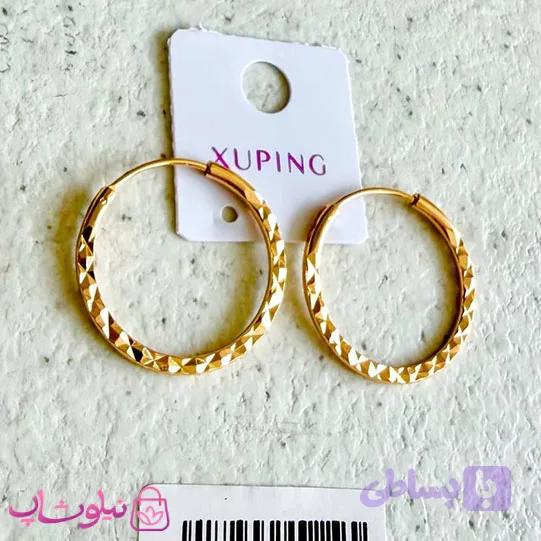 گوشواره زنانه حلقه ای ژوپینگ نازک تراشدار قطر 2.5 سانت کد 4991
