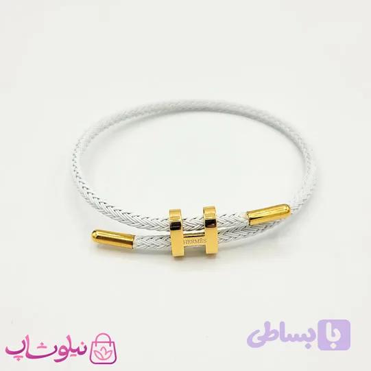 دستبند دخترانه هرمس مدل سفید طلایی کد 180