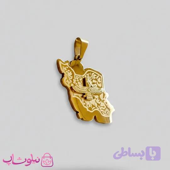 گردنبند فروهر و نقشه ایران مدل طلایی رنگ کد 290 — تصویر 1