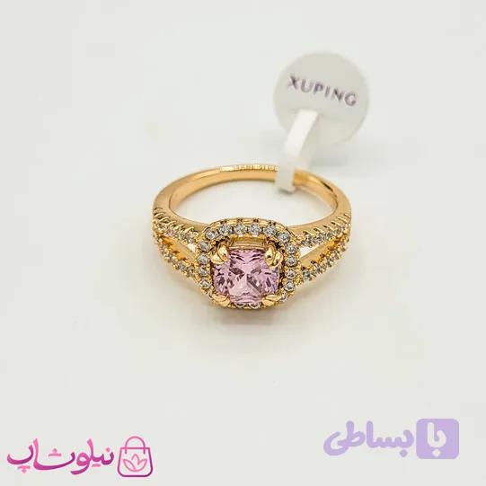 انگشتر زنانه ژوپینگ مجلسی با نگین صورتی کد 1171-3 — تصویر 1
