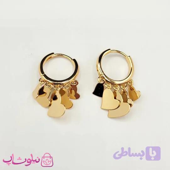 گوشواره آویزدار حلقه ای زنانه ژوپینگ مدل قلب کد 599