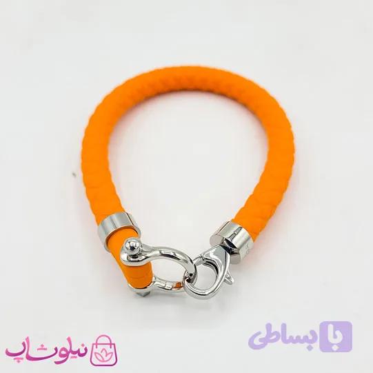 دستبند امگا رابر نارنجی قفل نقره ای مردانه زنانه کیفیت مستر کد 1100 — تصویر 1