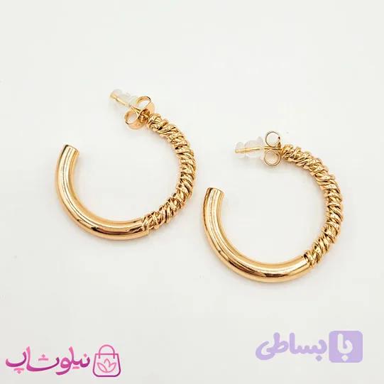 گوشواره زنانه حلقه ای ژوپینگ مدل طرحدار نیمه باز کد 119