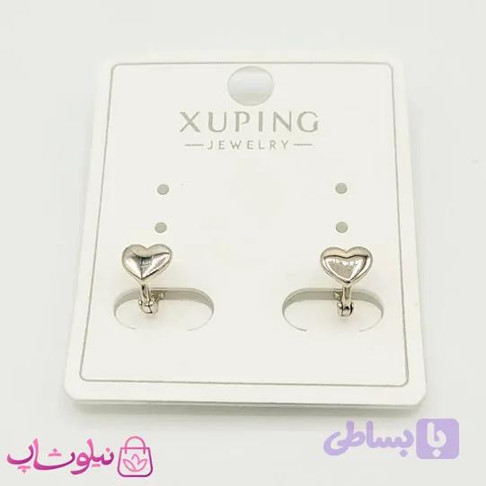 گوشواره حلقه ای ریز ژوپینگ قلبی سیلور کد 791 — تصویر 1