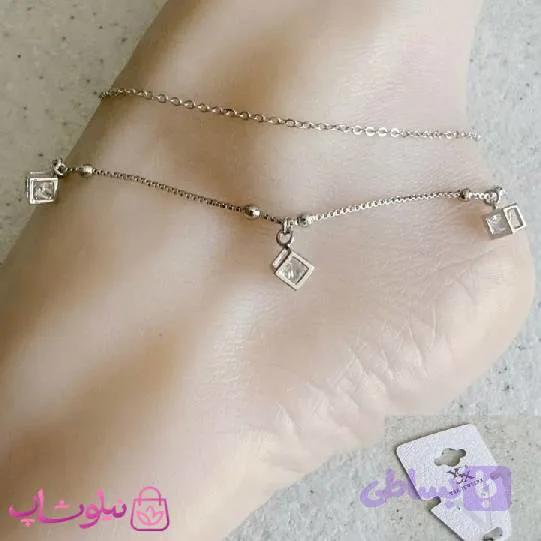 پابند زنانه YSX دولاین با آویزهای مکعب نگین سفید کد 3291