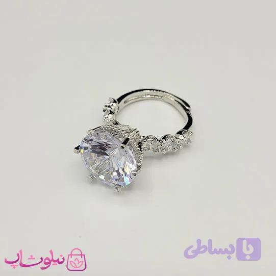 انگشتر زنانه سواروسکی پایه نقره ای با نگین سفید فری سایز کد 800 — تصویر 1