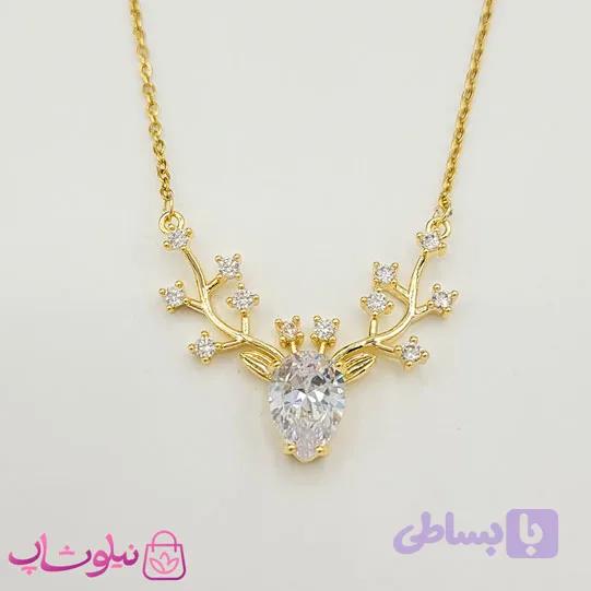 گردنبند زنانه طرح گوزن طلایی