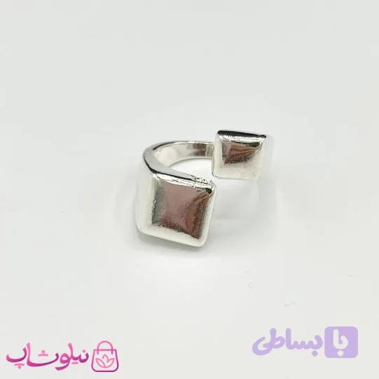 انگشتر زنانه طرح مربع آبکاری نقره کد 150