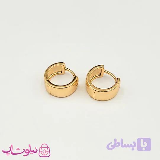 گوشواره حلقه ای پهن ژوپینگ آینه ای کد 2191 — تصویر 1