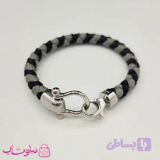 دستبند امگا مردانه زنانه مدل کنفی طوسی مشکی کیفیت مستر کد 1100 — تصویر 1