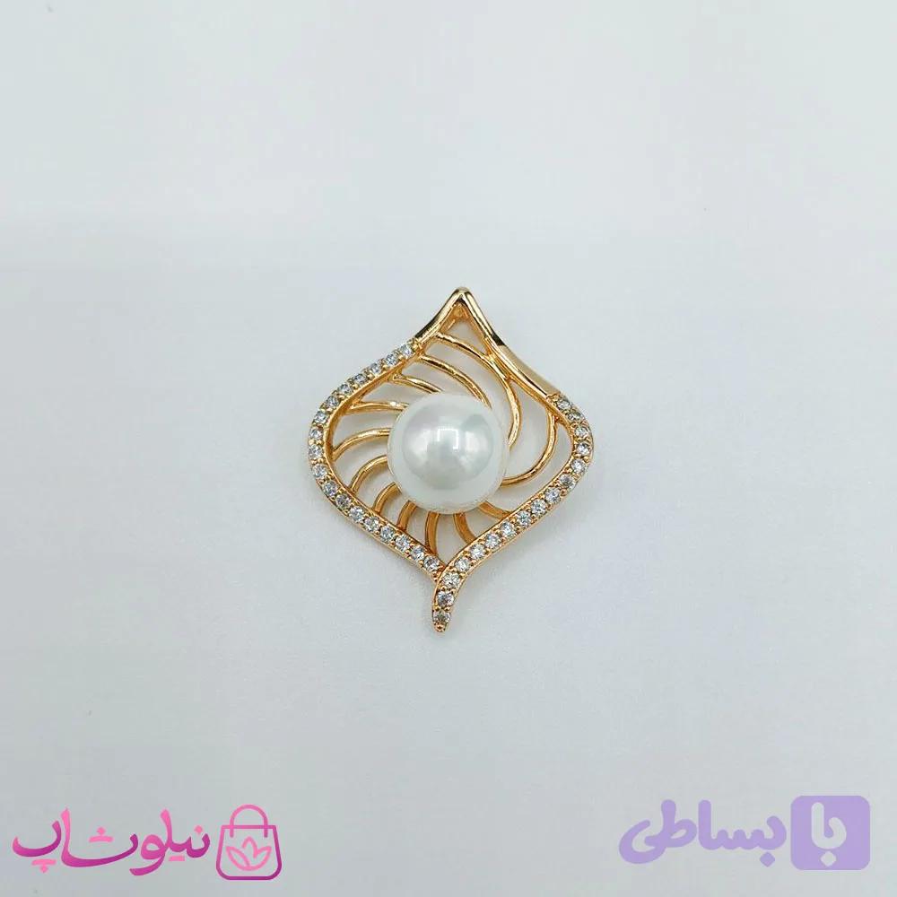 پلاک زنانه ژوپینگ طرح مروارید سفید کد 1891