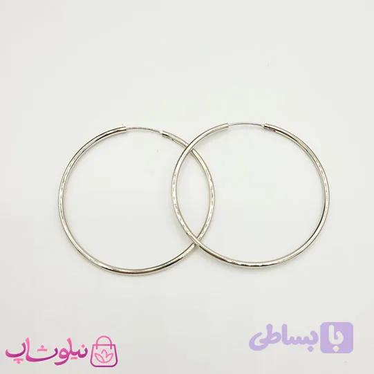 گوشواره حلقه ای ساده ژوپینگ سیلور قطر 5 سانت کد 1396