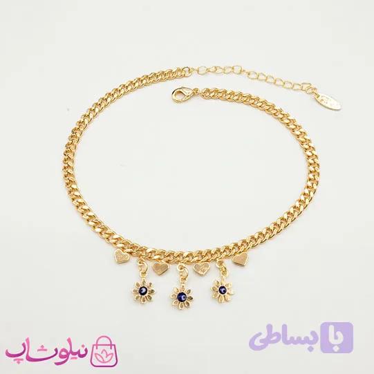 پابند ysx زنجیری با آویز گل و قلب کد 891 — تصویر 1