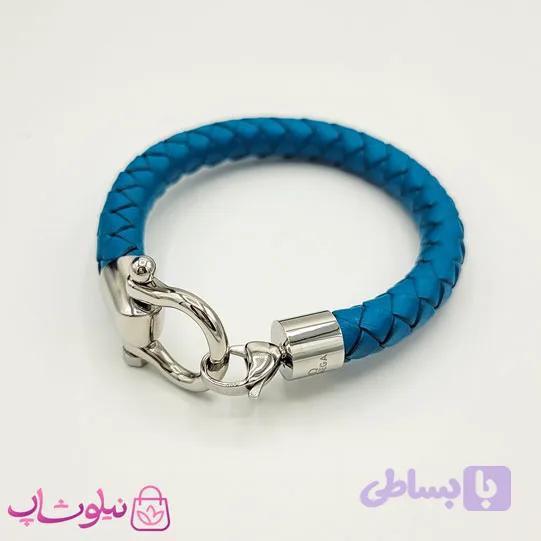 دستبند امگا چرم زنانه سبزآبی — تصویر 1
