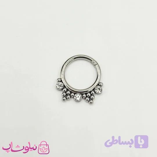 پیرسینگ بینی یا گوش استیل نگیندار نقره ای