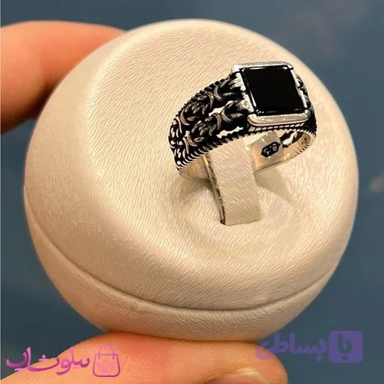انگشتر مردانه نقره وارداتی عیار 925 مدل سنگ اونیکس مشکی مربعی کد 6270