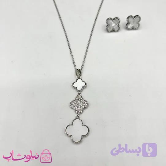 نیم ست زنانه طرح ونکلیف سفید نگیندار کد 1891