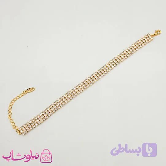 دستبند زنانه ysx طرح تنیسی سه لاین طلایی کد 125 — تصویر 1