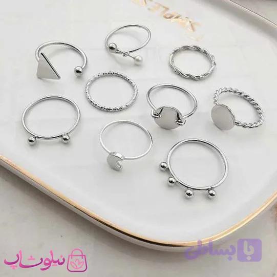 پک انگشتر دخترانه سیلور 9 عددی