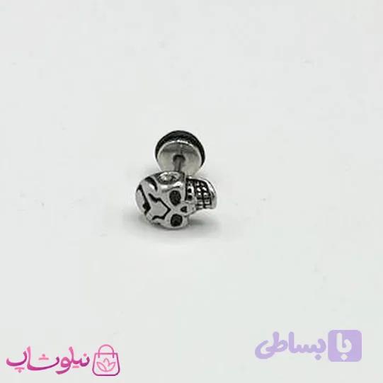 پیرسینگ گوش طرح اسکلت نقره ای کد 40