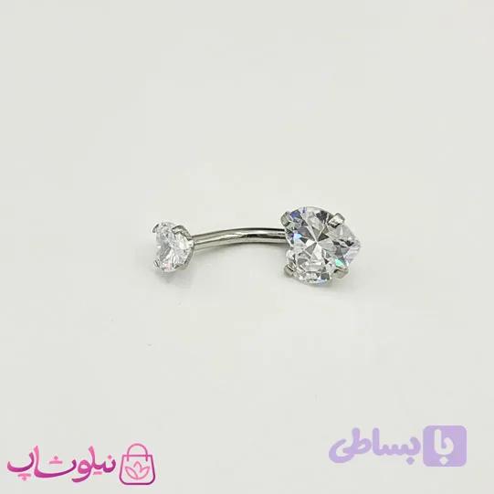 پیرسینگ ناف با نگین قلبی سفید کد 77