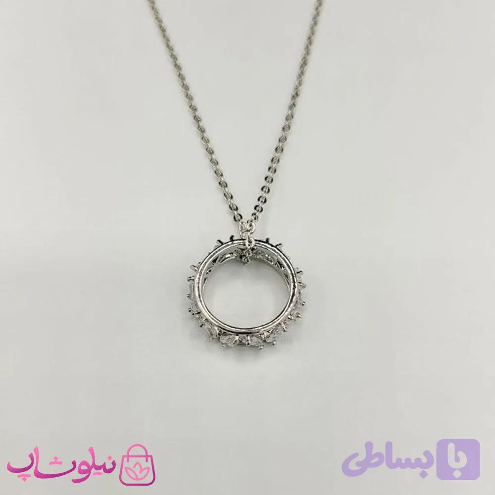 گردنبند زنانه برند CM مدل رینگ حلقه ای رنگ نقره ای کد 270 — تصویر 1