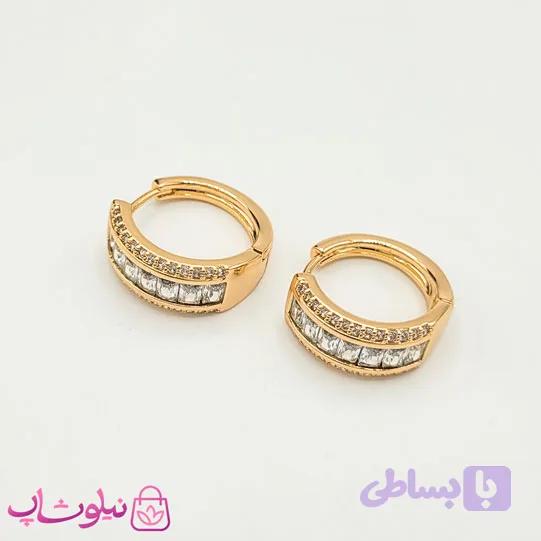 گوشواره حلقه ای زنانه ژوپینگ طرح مجلسی پرنگین کد 2391 — تصویر 1