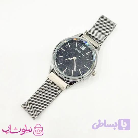 ساعت مچی سواروسکی زنانه موتور ژاپن مدل نقره ای مشکی کد 1550 — تصویر 1