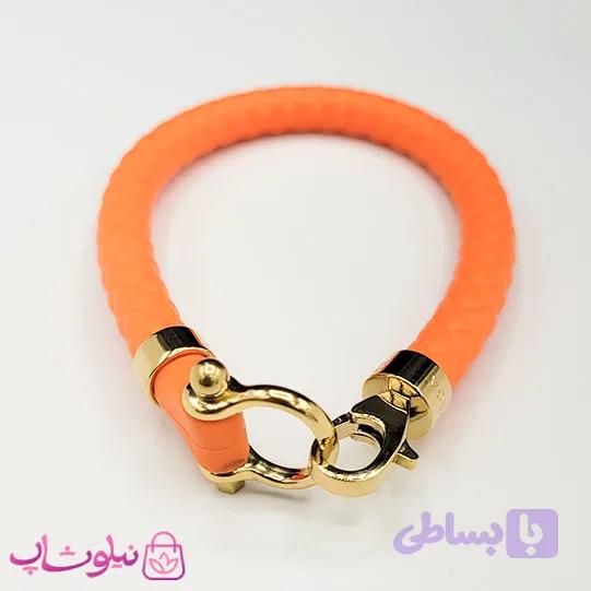 دستبند امگا رابر نارنجی با قفل طلایی سایز لارج کیفیت مستر کد 1100 — تصویر 1