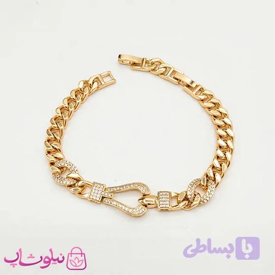 دستبند زنانه ژوپینگ طلایی مدل فرد Fred نگیندار کد 899 — تصویر 1