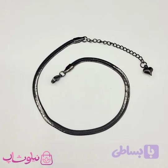 پابند زنانه مدل هرینگبون مشکی استیل 4 میل کد 891 — تصویر 1